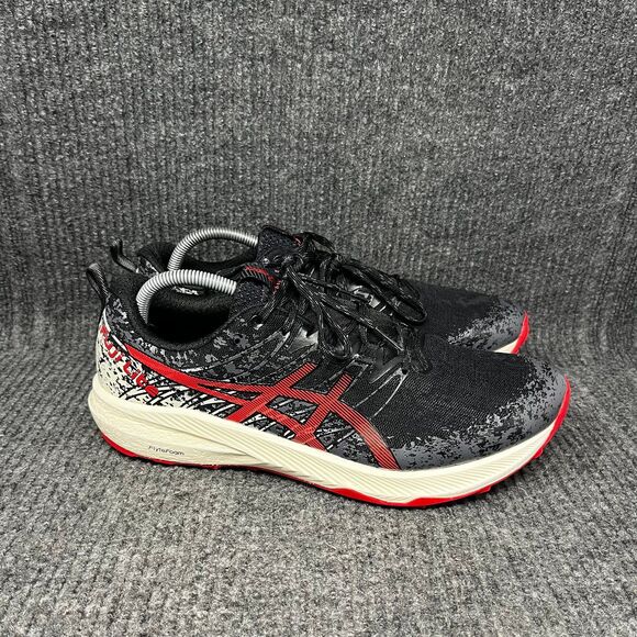 ASICS Fuji Lite 2 Black Electric Red Trail Athletic Running Shoes Mens Size 10.5